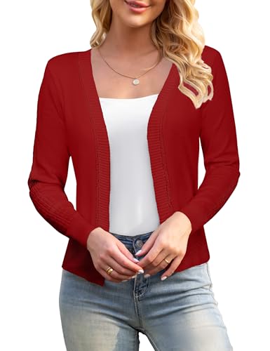 Women's 3/4 Sleeve Cropped Cardigan Sweaters Open Front Bolero Short Shrugs S-XL