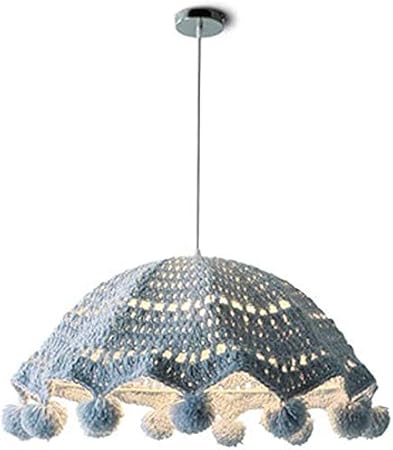 Raelf Luz del colgante de algodón tejido a mano Lámpara de color de lana de lana de lana de lana de lana de la habitación de la niña de las niñas del arte creativo del arte de la lámpara ajustable del