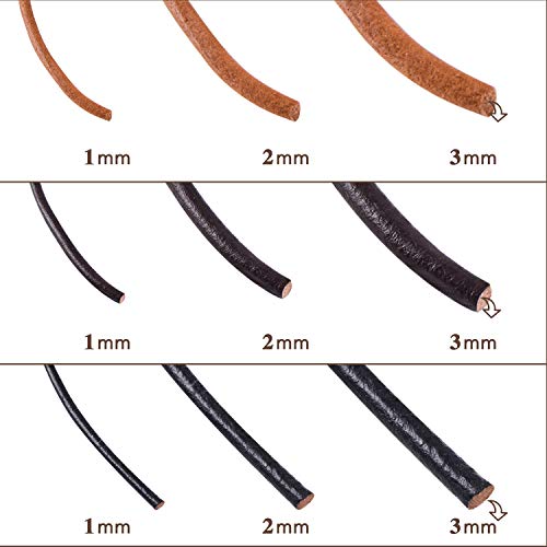 3 Rollen 5M x 1mm Lederschnur Lederband aus echt Leder, Klassik Vintage Band Faden für Armband Ketten Schmuck DIY Handwerk - Schwarz, Braun, Natur Echtlederband von SOSMAR