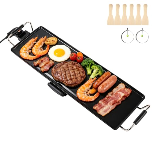 I-Keukenn 30-Inch Electric Griddle & Teppanyaki Grill 1400W Large Non-Stick Surface Intelligent Temperature Control Easy to Clean. Indoor/Outdoor Use for Pancakes BBQ Camping & Gatherings