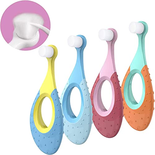 Image of Papablic Baby Training Toothbrush for Ages 6 Months+, Infant Toothbrush with 10000 Ultra Soft Bristle, BPA Free, 4 Pack