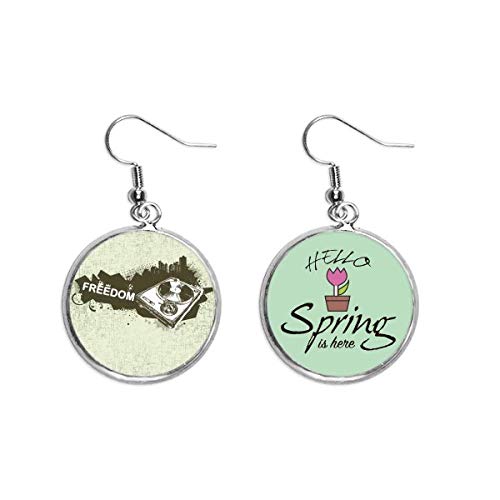 Pendientes de graffiti estilo hip hop con fonógrafo colgante decorativo