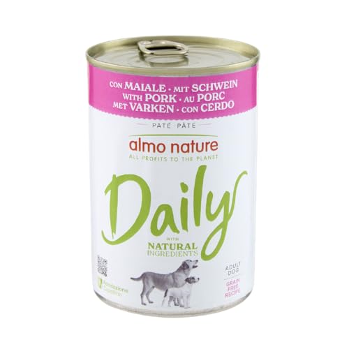 Almo Nature Daily, Alimento Umido per Cani Adulti con Maiale - 400g, Confezione da 24