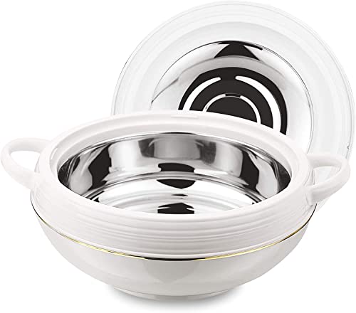 Tmvel Ambiente Food Warmer Hot Pot Set Of Insulated Casseroles 2.5, 3.5 And 6 Litre (White) #TOP2