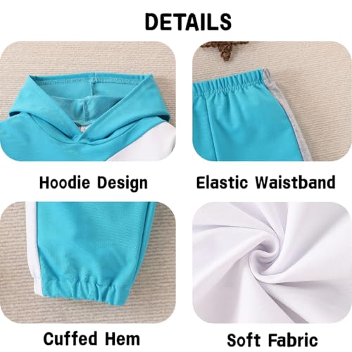 Image of Boys Clothes 2pcs Tween Boy Color Block Hoodie + Pants Little Boys Fall Winter Outfits Set, 4-12 Years