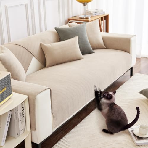 Housse de canapé d'angle en chenille blanche 70x180cm DUJUIKE - 2