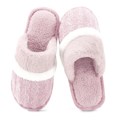 GOEWY Cozy Slippers for Women Indoor and Outdoor Fuzzy House Shoes with Memory Foam Anti-Skid Sole Gifts for Women Mom Girlfriend Ladies