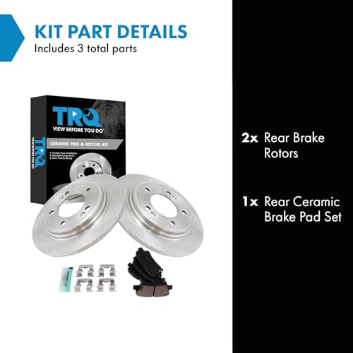 Image of TRQ Rear Brake Pad and Rotor Set Ceramic Compatible with 2019-2021 Hyundai Veloster 2020 Kia Forte