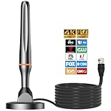 Digital Smart TV Antenna for Indoor HDTV Antenna for Without Cable with Strong Magnetic Base, 360° Reception HD Antenna for TV Indoor 4k -10FT Long Cables (Dark Orange)