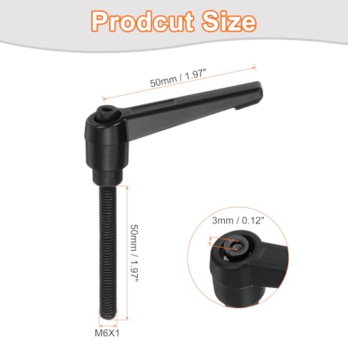 Image of uxcell 4Pcs M6 x 50mm Adjustable Knobs Handle Male Thread Push Button Ratchet Quick Release Locking Rotating Bolt for Lathe Machinery, Black