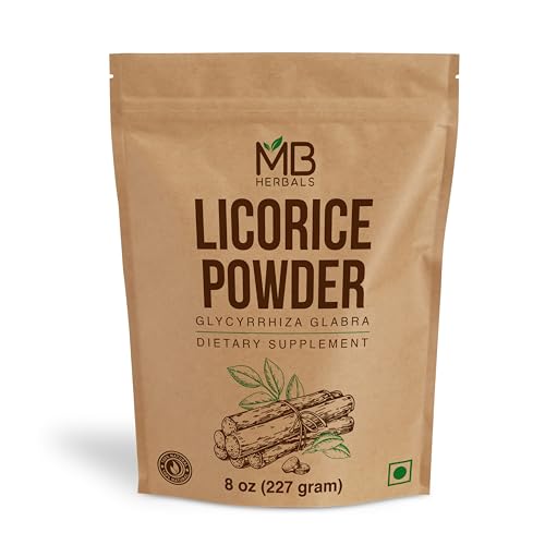 MB Herbals Licorice Root Powder 8 oz (227 Gram / 0.5 lb) | Glycyrrhiza glabra Root Powder | Mulethi Yashtimadhu
