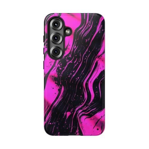 Coque Samsung S25 rose fluo design abstrait rigide brillante pour le quotidien
