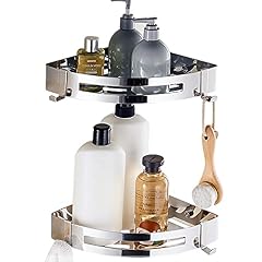 YANYUESHOP Shower Caddie Corner Shower Caddy Adhesive Shower Shelf with Hook Stainless Steel Wall Mounted No Drilling for