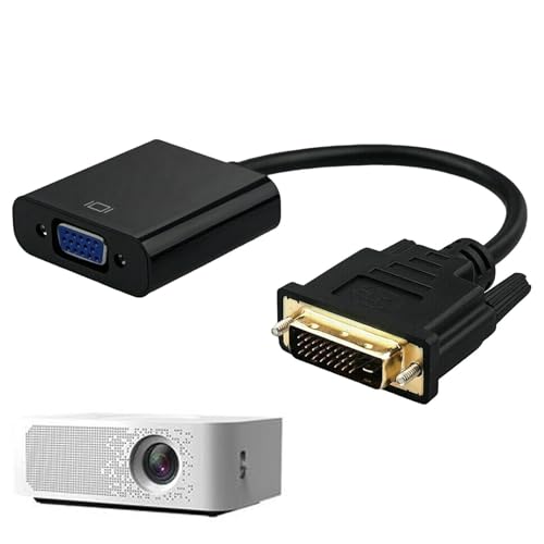 DVI to VGA Adapter, DVI-D 24+1 Pin Male to VGA 15Pin Female Active Cable Converter PC HDTV Computer/Laptop TV/Monitor, Active -D Adapter,