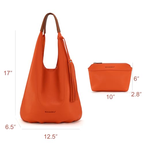 Image of Montana West Hobo Bags for Women Slouchy Handbags 2PCS Tassels Shoulder Bag with Comestic Bag