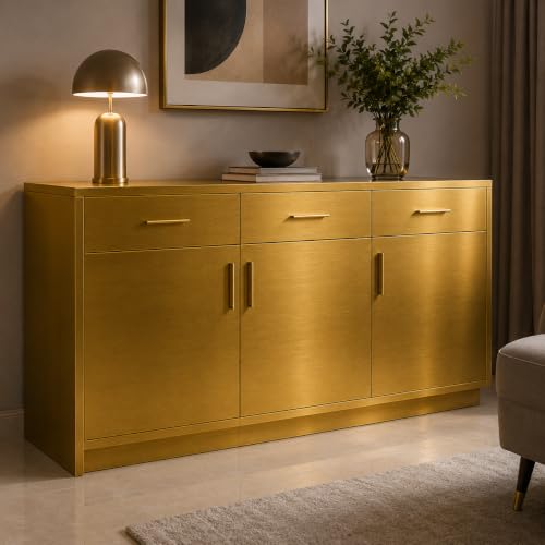 Image of Vinyl Contact Paper Decorative for Cabinets Countertops Kitchen Shelves Liner Self Adhesive Film Peel and Stick Waterproof Removable Wallpaper (Inches 24 x 118, Gold Brushed)