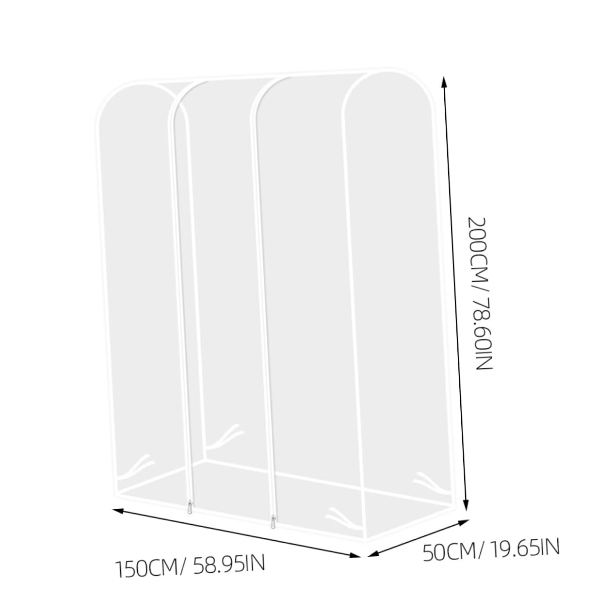 Happyyami Clear Garment Rack Cover with Zipper Clothing for Wardrobe Storage Heavy Duty Transparent Clothes Cover for Home Hotel Guesthouse Use