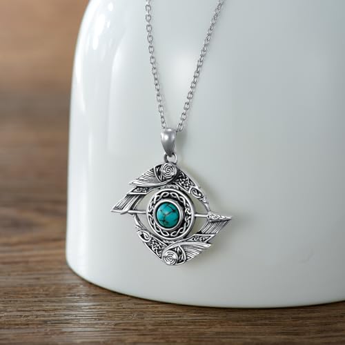 Natural Turquoise Crow Necklace for Women 925 Sterling Silver Crow Pendant Viking Odin Raven Pendant Necklace Celtic Crow Jewelry Gifts for Mom Wife3