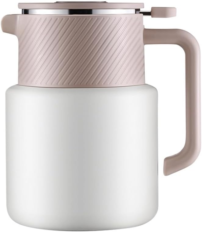 Insulated Coffee Carafe 1.5L Thermal Pots for Coffee and Teas,Tea Pot with Removable Filter,Stainless Steel Liner Double Wall Vacuum Coffee Pot(White)