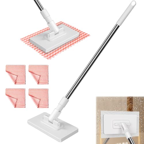 Serpillère avec Système de Serrage à Pression, Automatic Cloth Changing Mini Mop, avec 4 Chiffons Microfibre, Mini Balai Mains Libres, Balai à Plat...