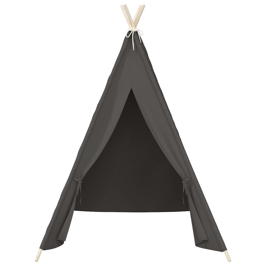 Tenda Tipi per bambini con tessuto in pelle di pesca e telaio in legno di pino, 120 x 120 x 150 cm, grigio, con finestra e borsa per il trasporto, per giardino, campeggio