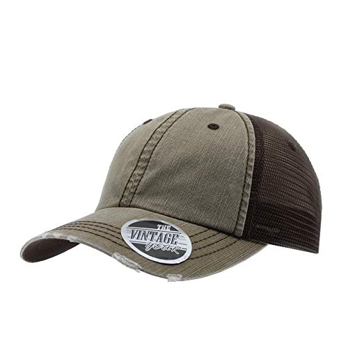 Image of The Vintage Year Distressed Cotton Unstructured Soft Mesh Breathable Adjustable Dirty Wash Dad Hat Trucker Baseball Cap