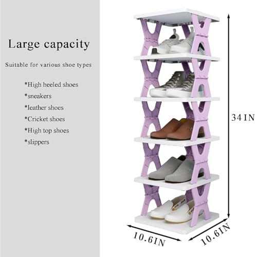 Image of Multi-Layer Shoe Rack for Home, Space Saving Plastic Shoe Organizer Stand, Easy Assembly Storage Rack for Living Room, Bedroom & Entryway (6 Tier)