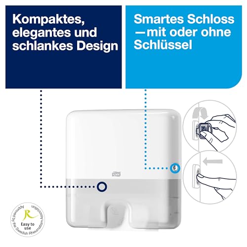 Tork Xpress Mini Spender für Multifold-Handtücher Weiß H2, Einzeltuchentnahme, Elevation Design, 552100