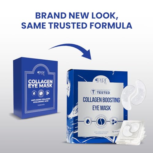 LA PURE Collagen Boosting Eye Mask Patches Under Eye Patches for Puffy Eyes Hyaluronic Acid Dark Circles Bags Lines Anti Wrinkles Anti Aging Hydrating Moisturizing Brightening Eye Gels 15ct