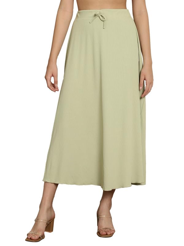 Image of NEUDIS Women Black Ribbed Flared Maxi Skirt
