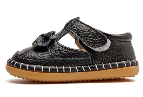 DADAWEN Toddler Girls Leather Lightweight Soft Sole Non-Slip Baby Walking Shoes Cute Bowknot Princess Dress Shoes Flower Girls Mary Jane Flats Party Wedding3