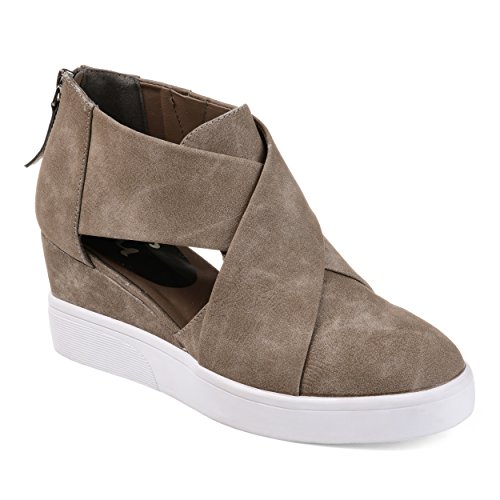 Journee Collection Womens Athleisure Criss-Cross D'Orsay Sneaker Wedges Taupe, 12 Regular US
