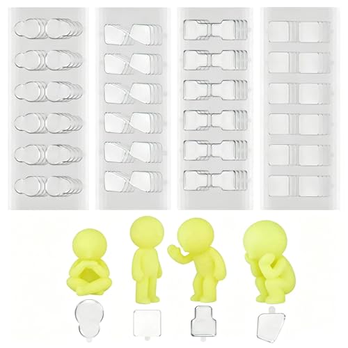 LIZMSIE 144pcs Clear Adhesive Tape for Smiski 4 Shapes Compatible with Sonny Angel Double Sided Adhesive Dots for Sonny Angel Hippers Stickers for Smiski Hippers Phone Accessory