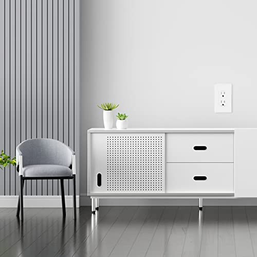 Duplex Receptacle Electrical Outlet, 15A Standard Residential Grade Tamper-Resistant, 2 Pole 3 Wire, Self-Grounding, Child Proof, Commercial Use, Ul Listed, White, 10 Pack #TOP6