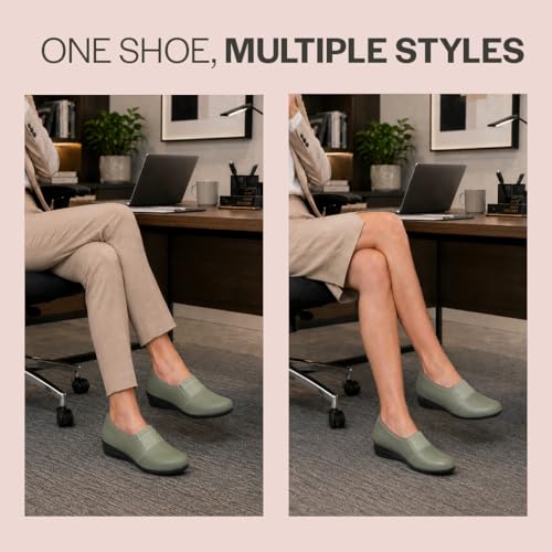 Image of FAUSTO Women Classic Formal Slip On Shoes | Platform Heel Shoe for Office Meeting Events | Easy Pull On Shoes with All Day Comfort