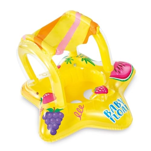 Image of 81x79cm Air Float with Sunshade Roof | PVC Floaty with Seat and Backrest for Kids 1-2 Years Old | Inflatable Sunroof Star Float - Pack of 1