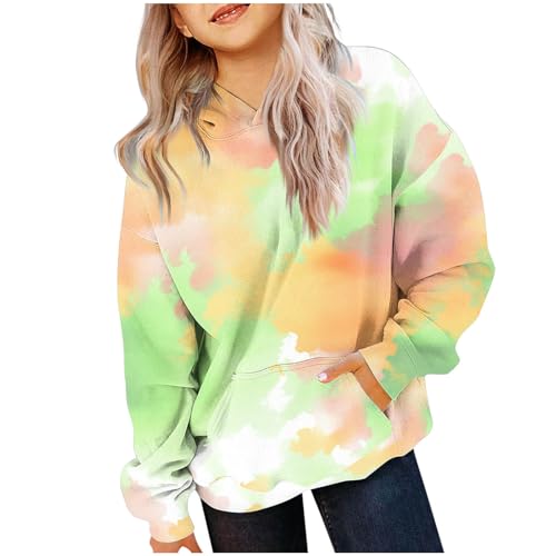 Girls Trendy Tie Dye Hoodie Sweatshirts Kids Dressy Casual Preppy Outfits Hooded Pullover Cute Hoodies for Teen Girls