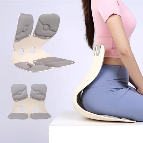 D DITALON Ergonomic Back and Lumbar Support Pillow for Office Chair, Legless Floor Seat with Back Support and Detachable Cushion, Office Chair Posture Corrector, Work from Home Essentials, Medium