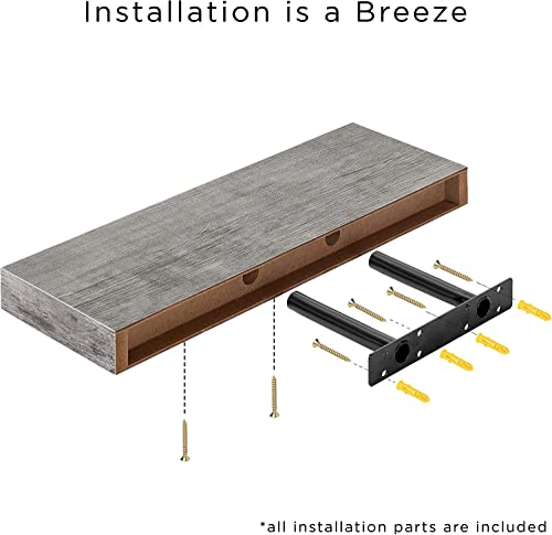 Sorbus Floating Shelf Set — Rustic Engineered Wood Hanging Rectangle Wall Shelves — Perfect For Home Décor, Trophy Display, Photo Frames, And More #TOP3