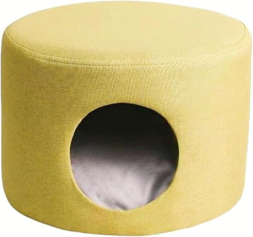 Yatome ペットハウス スツール ペット用スツール 小型犬 猫用椅子 キャットハウス コンパクト 綿と麻素材 無垢材フレーム 強力な耐荷重性 滑り止め 静音 オールシーズン対応 室内用 (足がない,B)