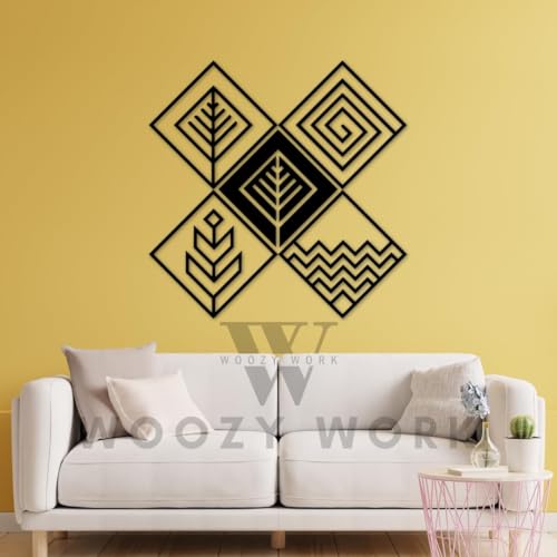 Image of woozy work Wood Four Abstract Figures Wall Sculpture Wall Decor For Home Decor | Handcrafted Luxury Drawing Room | Hotel | Restaurant | Office Black Hanging Art Home Decor, 30 Cm