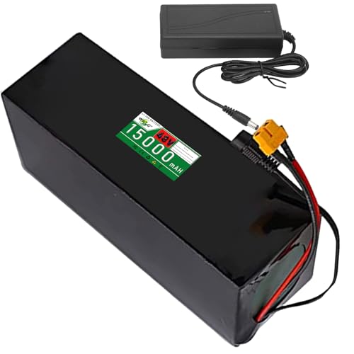 WILLQR 48 Volts 15Ah Electric Bicycle Battery 48V 15000mAH Lithium Battery Pack Inside Li-ion Battery with Charger for 0-750W Electric Scooter Motor,Xt60,48V15Ah
