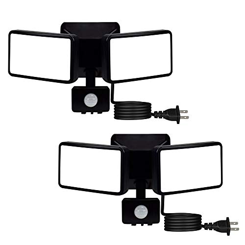 DLLT 20W LED Security Lights Motion Sensor Light Outdoor, 1500LM Pir Sensor Flood Light, Waterproof IP65, 6000K, 2 Head Motion Detector Flood Light for Garage, Porch, Yard Lighting Daylight US Plug in DLLT 20W LED Security Lights Motion Sensor Light Outdoor, 1500LM Pir Sensor Flood Light, Waterproof IP65, 6000K, 2 Head Motion Detector Flood Light for Garage, Porch, Yard Lighting Daylight US Plug in