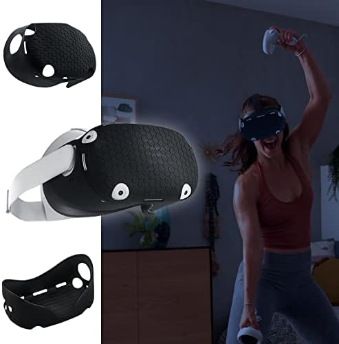 Silicon Protective Cover for O-culus Quest 2 Headset,Mcbazel Quest 2 Headset Cover, Preventing Collisions and Scratches,Black