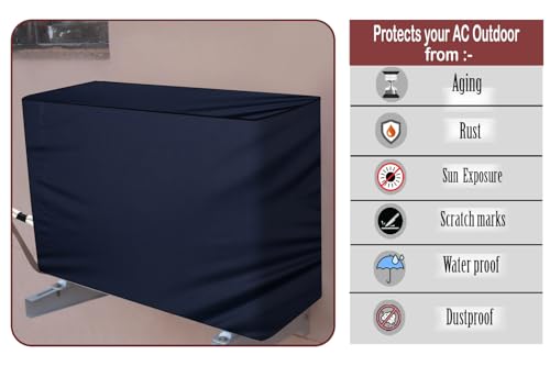 Image of AC Cover Outdoor Unit for 2 ton Blue Color, AC Cover Dimensions - Outdoor Unit DxWxH in CM 36x89x71