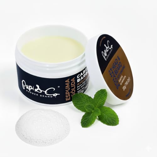 Papi & Co. Head & Beard Soft Shaving Solid Foam – Lightly Scented Shaving Foam – Travel Size, No Mess, Easy to Use – Smooth, Comfortable Shave – Classic Grooming Essential for a Clean, Fresh Look
