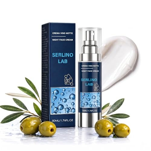 Serlino Lab for Men Night Face Cream Anti Aging Face & Neck Moisturizer with Retinol & Hyaluronic Acid Crema VISO NOTTE Hydrating Night Cream Firms Mens Sagging Neck & Jowls Reduces Deep Wrinkles