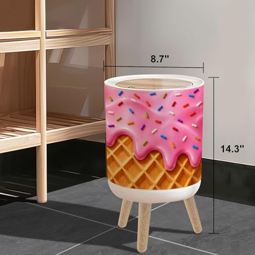 Caneca redonda pequeña con tapa y patas de madera miniatura 3