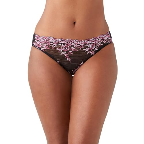 Wacoal Women's Embrace Lace Bikini Panty, Black/Berry Multi, Medium