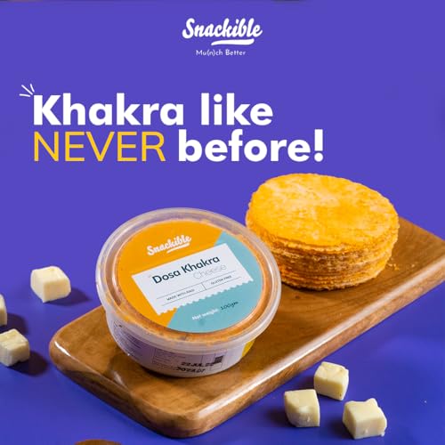 Image of Snackible Cheese Dosa Khakra (Pack of 3) - 100gm | Healthy Snack | Millet Snack| No Palm Oil | High Fibre | Zero Transfat | Zero Cholestrol | Healthy Khakra